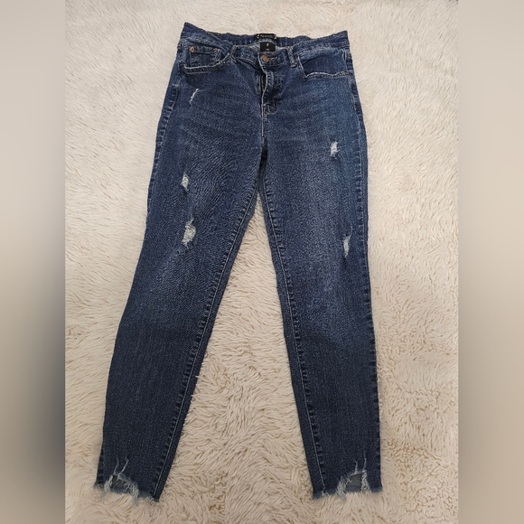 Elle Denim - Elle Blue Skinny Jeans with Distressed Detailing